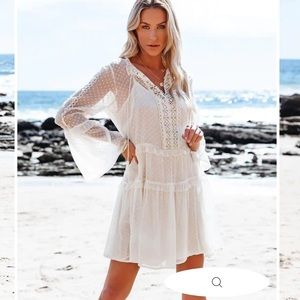 VICI MADE FOR SUNNY DAYS SWISS DOT CROCHET BABYDOLL DRESS